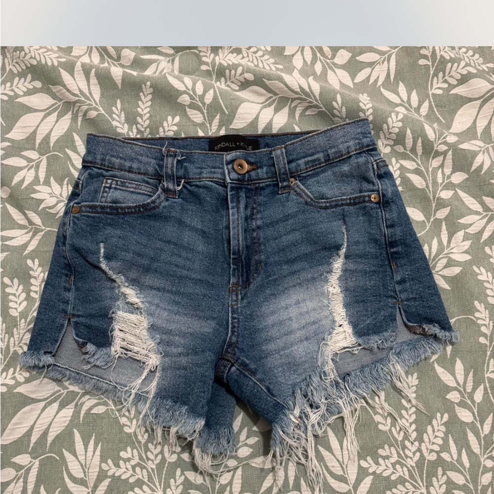 Dollhouse Women's Distressed Denim Shorts - Blue